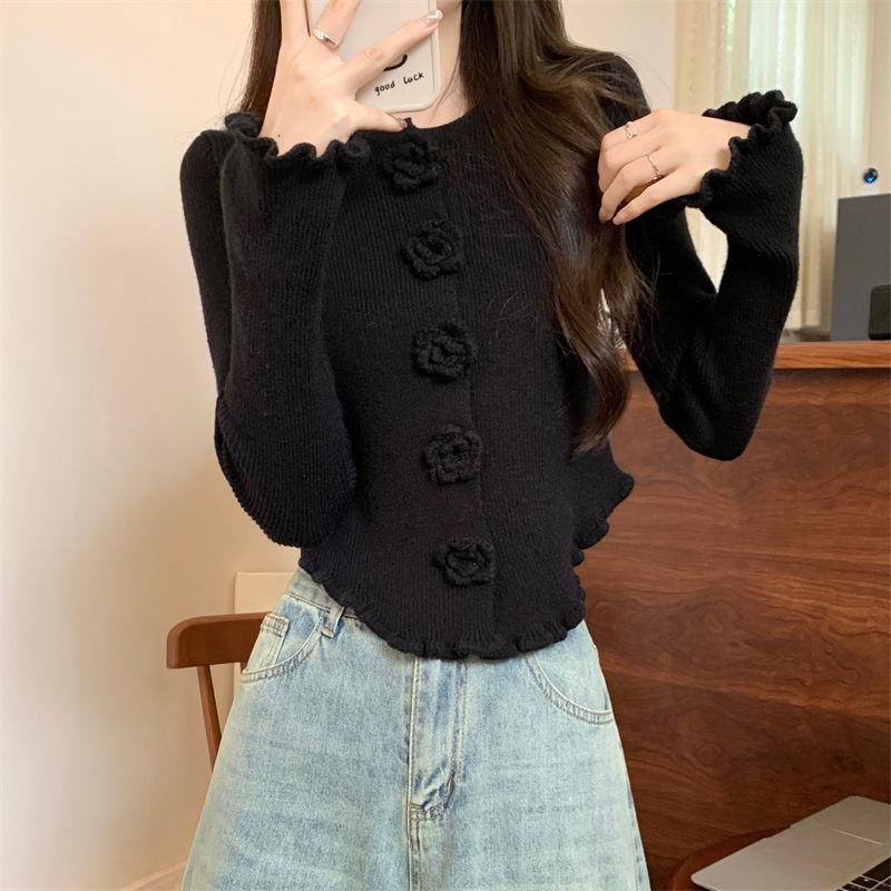 Product Introduction of Áo Len Hoa Hồng Ba Chiều Màu Đỏ, Dành Cho Nữ, Với Áo Khoác Selvedge Dây Áo Cardigan Dệt Kim, Phong Cách Mùa Thu Và Mùa Đông, Phong Cách Giáng Sinh Năm Mới, Ins Năm 2024, Áo Thời Trang Top Women 20