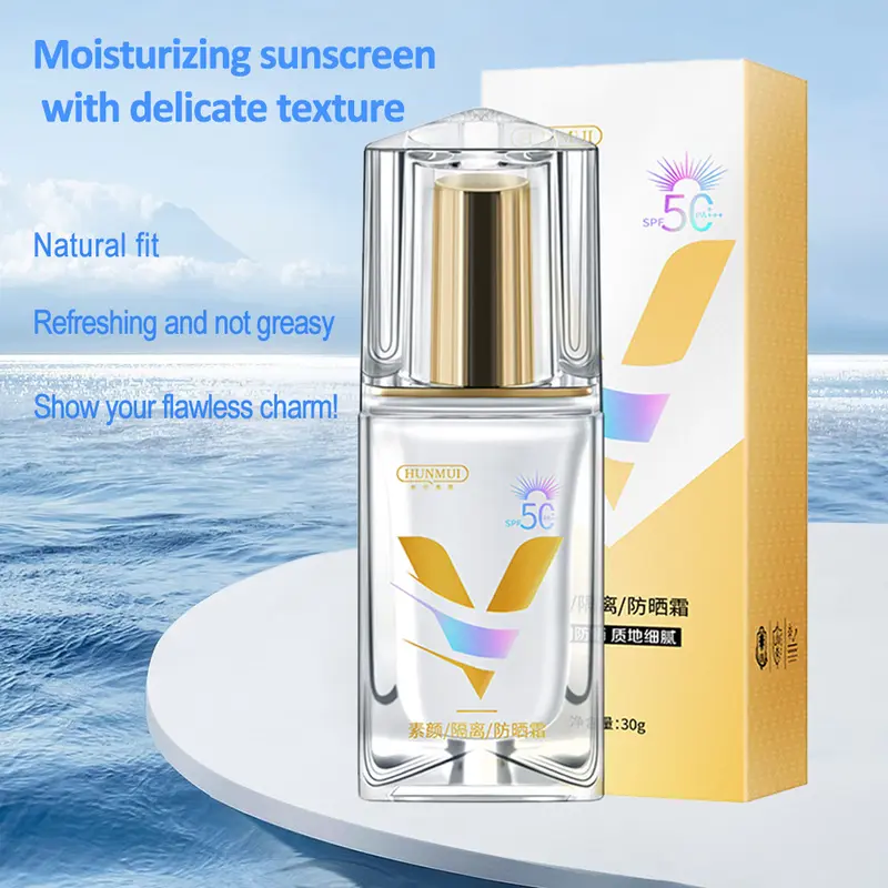 Kem Chống Nắng HUNMUI SPF50 + +, Dưỡng Trắng, Chống Tia UV Hiệu Quả, Sữa Khuôn, Tươi Mới, Không Nhờn, Bảo Vệ Trước Khi Trang Điểm, Mua 1 Lấy 1 & Hoàn Xuống 2