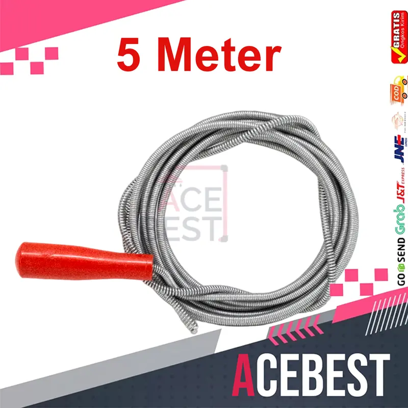 ACEBEST Alat Pembersih Selang Wastafel Untuk Pipa Tersumbat Cleaner Manual JS-112 2 Meter Kawat Stainless 6