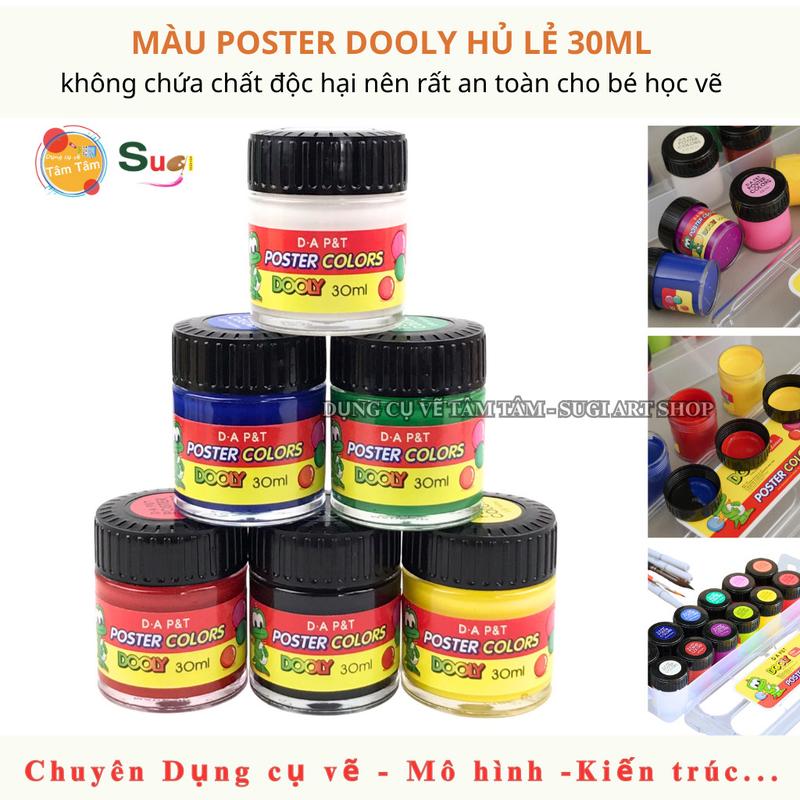 Màu Poster Dooly Hủ lẻ 30ml ,Trắng / Đỏ / Vàng / Xanh Dương / Xanh Lá / Đen - Tâm Tâm - Sugi Art