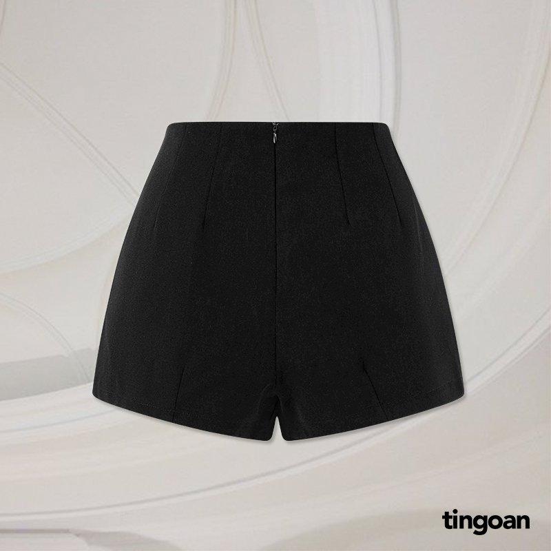 TINGOAN - Quần short ngắn hack hông chiết ly eo đen RUN2U SHORTS/BL
