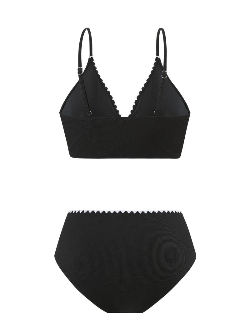 Product Introduction of Two-piece Set Women's Colorblock Bikini Set, Casual Adjustable Strap Swim Top & Swim Bottom Two-piece Swimsuit for Beach Holiday Vacation, Ladies Swimwear for All Seasons 5