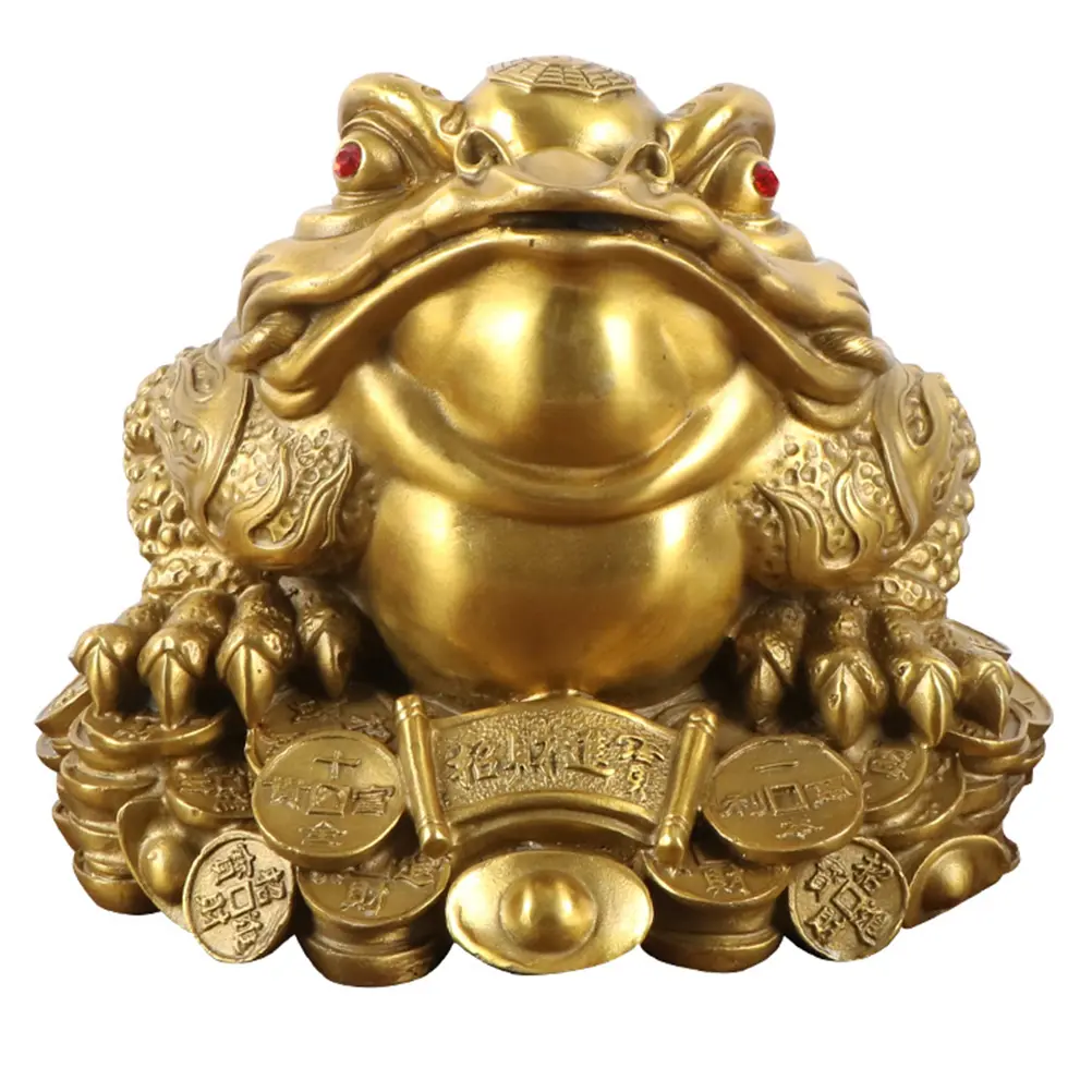 Tượng Đồng, Cóc Vàng, Đồ Trang Trí Đồng, Đồ Trang Trí Thủ Công, Phụ Kiện May Mắn Hình Động Vật, Để Bàn Và Văn Phòng, 9.00X8.00X7.00CM