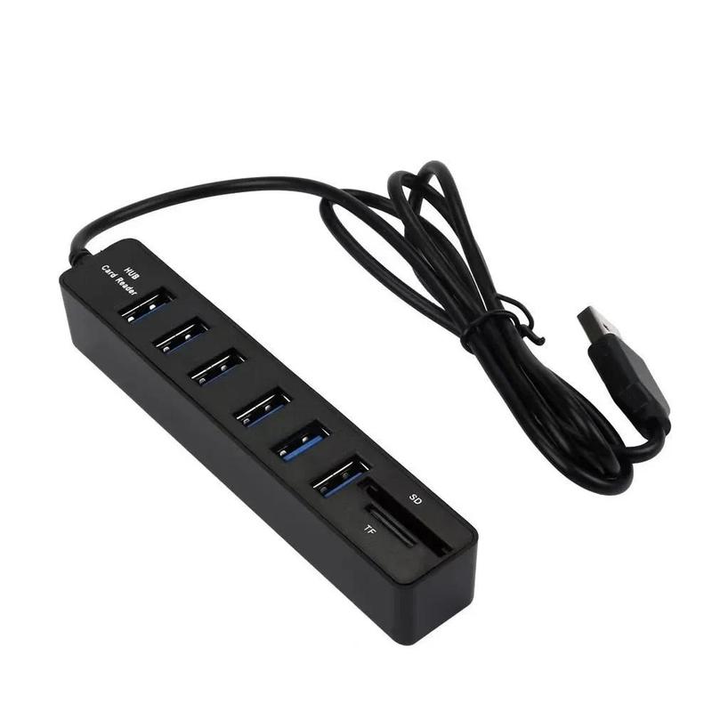 Hub USB 2.0, Hub 6 Cổng, Cổng Bộ Chia Nhiều, Cáp Dài 100cm, Bộ Mở Rộng Nhiều, Dành Cho Máy Tính Xách Tay Và PC, Phụ Kiện Bộ Chuyển Đổi USB 1