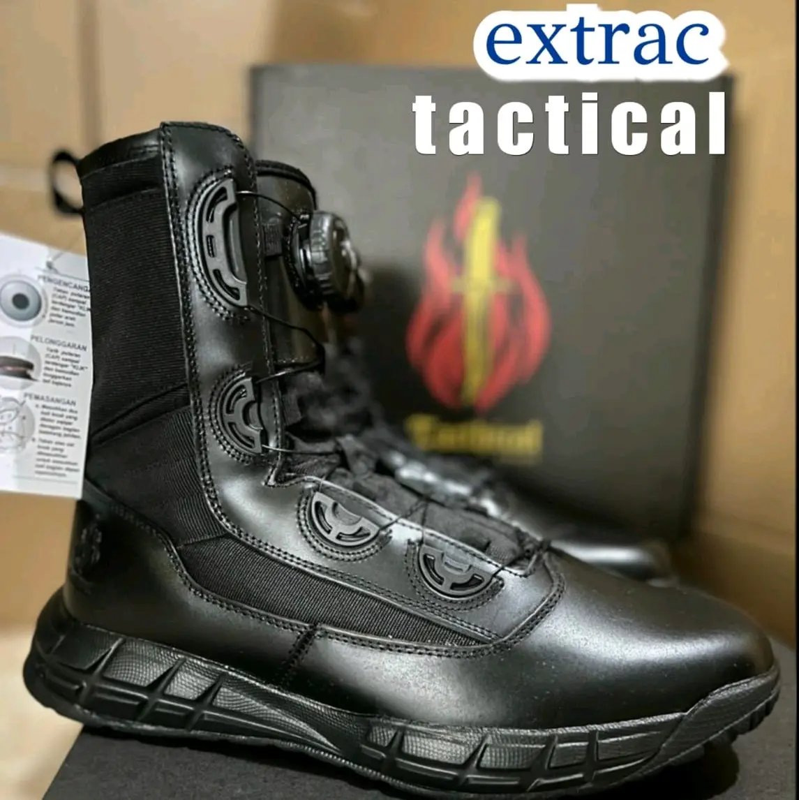 Sepatu PDL Extrack Tactical Tali Putar Terlaris Asli Kulit Sapi