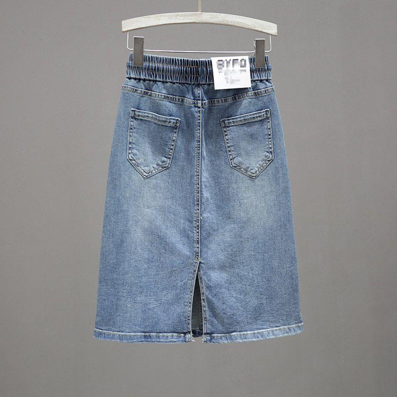 Product Introduction of Summer 2024 plus Size Elastic Waist Loose Elastic A- line Denim Skirt Elastic Cool Skirt 7