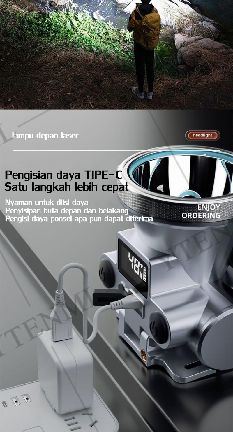 Product Introduction of 500W Senter Kepala 30 hari tanpa pengisian daya Senter Kepala Super Terang Senter kepala led super terang Super Terang Outdoor Anti Air lampu emergency tahan 24 jam Baterai 12