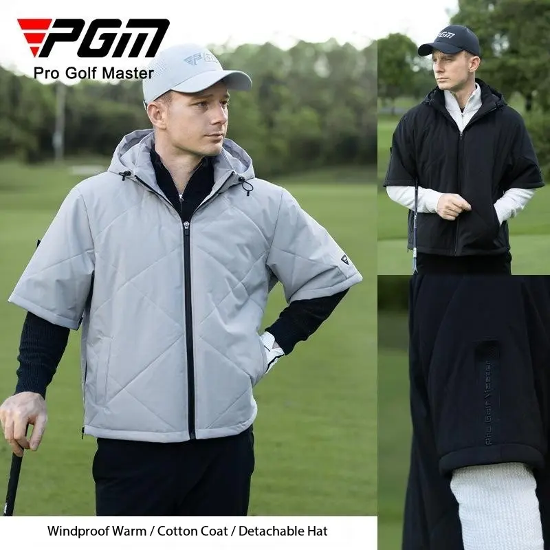 [PGM] Golf Clothing Men's Coat Autumn and Winter Men's Coat Detachable Hat Windproof Warm Cotton Jacket Yf724