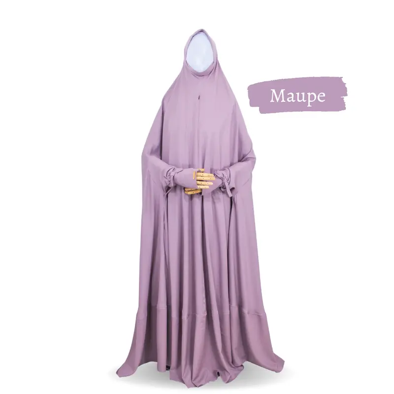 Khaira Long Khimar Jumbo busui overhead instan praktis by hasna moslem  Jilbab  Muslim  Wanita  Syari Non Pad Panjang Tangan Pita Zipper Kerudung Soft Hitam Karet 5