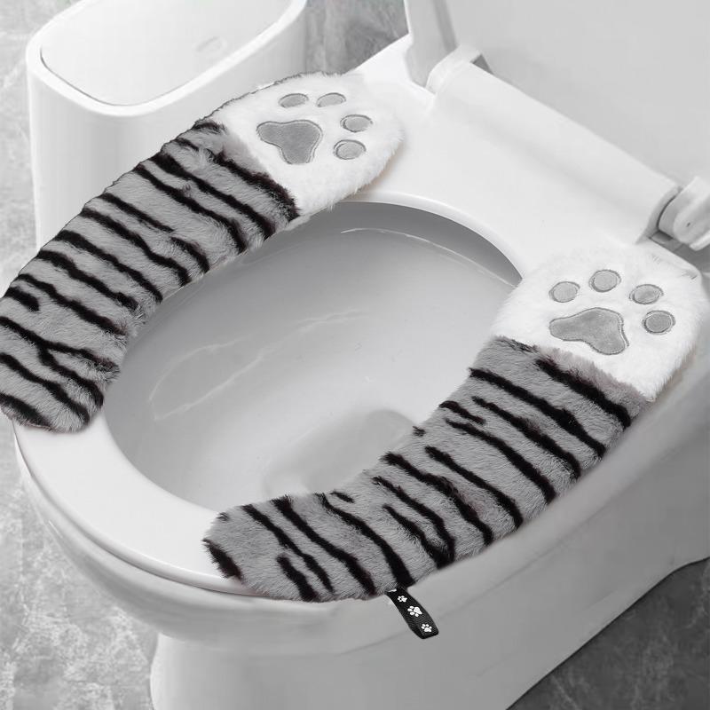 Product Introduction of Cute Multicolor Cat Paw Plush Toilet Seat Padded Universal Self-adhesice Toilet Seat Gasket Household Bathroom Toilet Cushion 14
