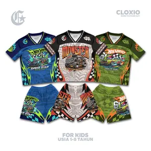 CLOXIO - Setelan Anak Laki-laki - Baju Jersey Anak Cowok - Pakaian Kaos Mobil Hotwheels Cars Lucu