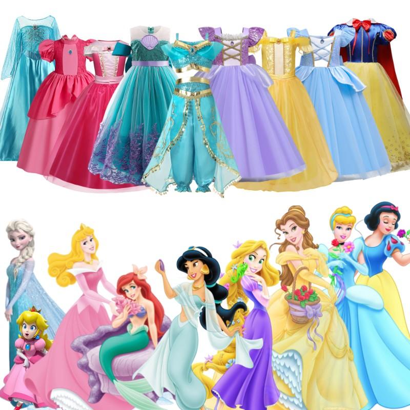 Váy Công Chúa Dài, Cho Bé Gái, Chủ Đề Công Chúa Mùa Hè, Nàng Tiên Cá Nhỏ, Cô Dâu Công Chúa Cinderella, Váy Nhập Vai Halloween, Thích Hợp Cho Tiệc Sinh Nhật Bé Gái, Váy Công Chúa 0