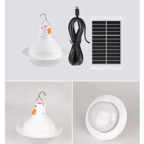 [SET 2 PUTIH] Bohlam Lampu Tenaga Surya Lampu Darurat Lampu Berkemah Lampu Pesta Portable Solar Panel