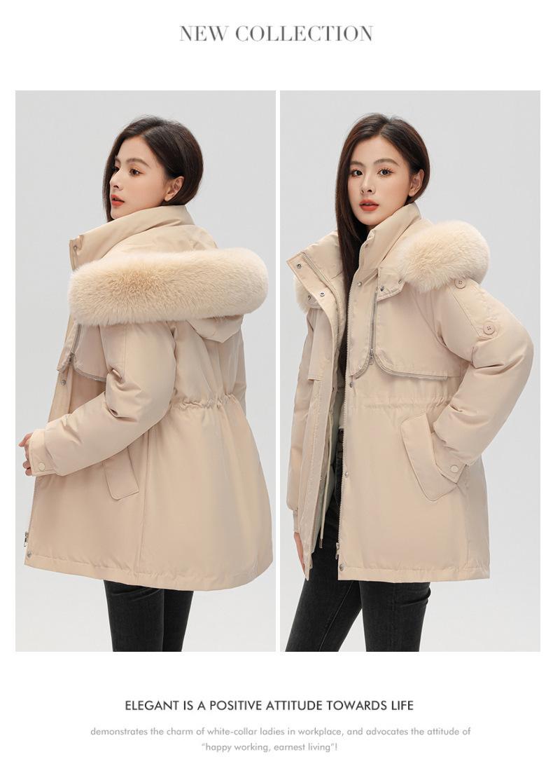 Product Introduction of Fashion Big Fur Collar down Cotton-Padded Jacket Women's Short 2023 New Winter Clothes Small Workwear Thickened Parka Cotton-Padded Jacket 20
