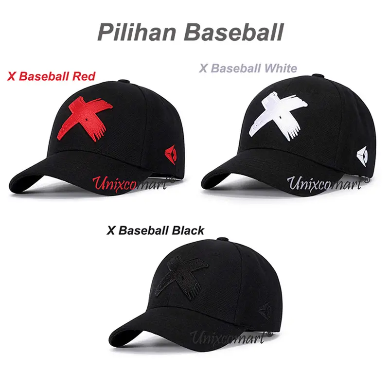 Topi X LOGO Baseball Or Brim Rata Hat Cap Casual Sport Distro Dewasa 1