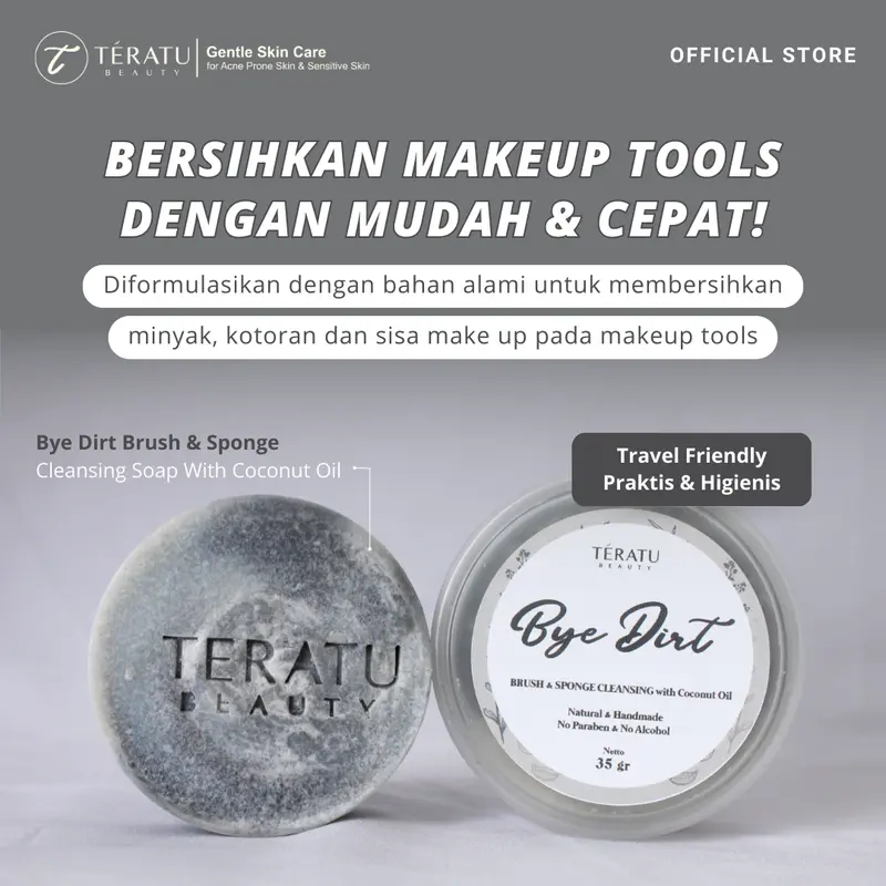 TERATU BEAUTY Bye Dirt Brush & Sponge Cleansing Soap with Coconut Oil 0
