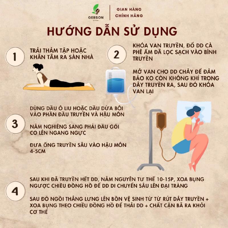Combo cà phê hữu cơ thải độc đại tràng Gerson Coffee gói 500g và bộ túi truyền Cafe Enema 5