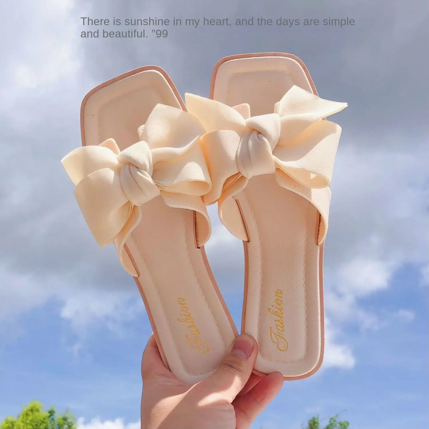 Bowknot Slippers Mid Heel Women's Shoes Beautiful Fashion All-Matching Shoes Woven Belt Tassel Outdoor Casual Shoes Seaside Beach Slippers