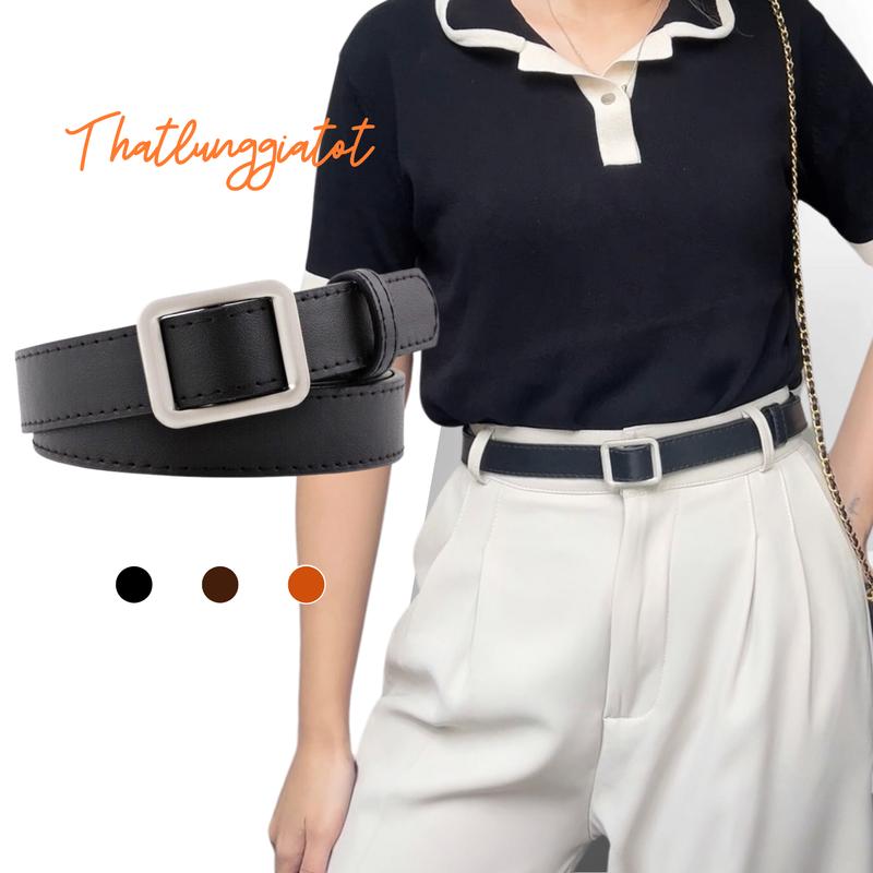 Thắt lưng nữ Ulzzang chữ nhật, tròn không lỗ 2.3cm - Dây nịt học sinh bản nhỏ TL006 - Thắt Lưng Giá Tốt