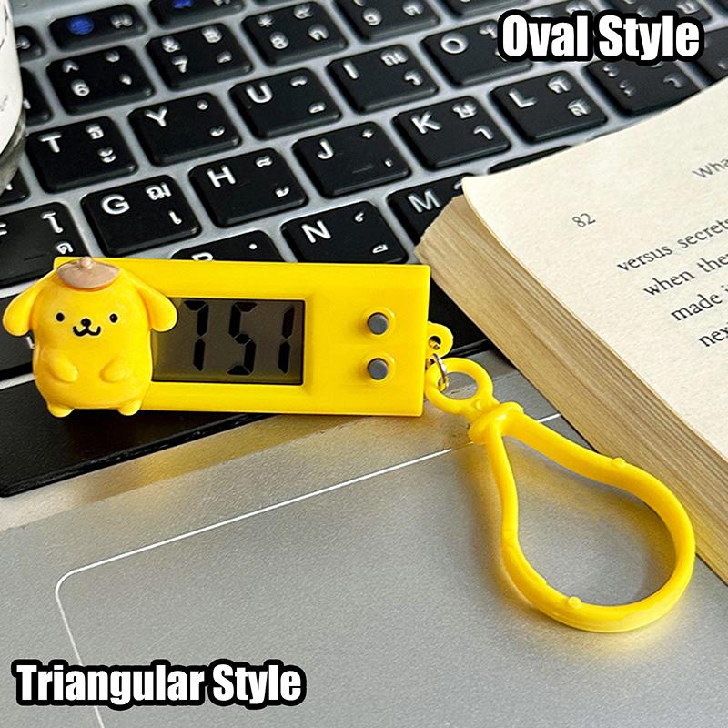 Product Introduction of Sanrio Hello Kitty Electronic Desktop Clock Keychain Kuromi My Melody Electronic Oval Watch Digital Table Time Display Clock 22