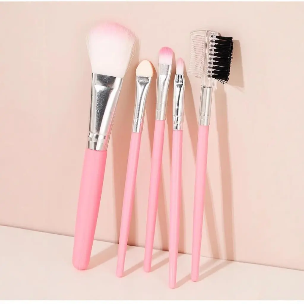 KIOS SERBA - BRUSH MAKE UP 1 SET ISI 5 PCS H71 KUAS RIAS PACKINGAN TAS MAKE UP TOOLS BRUSH KOSMETIK 5 IN 1 IDEAL FOR FULL FACE MAKEUP