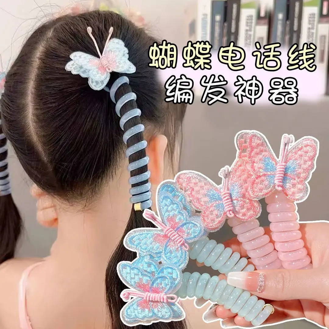 Scrunchies Cho Bé Gái, Dây Điện Thoại Internet Nóng Bỏng, Bện Bong Bóng, Dụng Cụ Hữu Ích Để Bện Tóc, Đuôi Ngựa Trẻ Em, Nơ Băng Đô, Dây Buộc Tóc