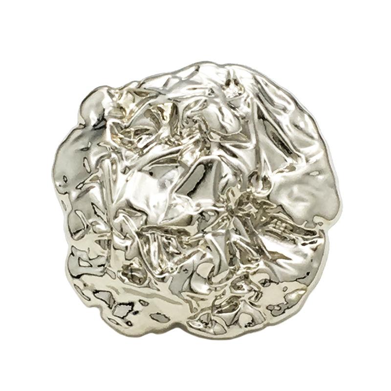 All-Match Special-Shaped Pleated Buttons 45mm Oversized Metal Buttons High-End Suit Coat Decorative Fur Buttons 4