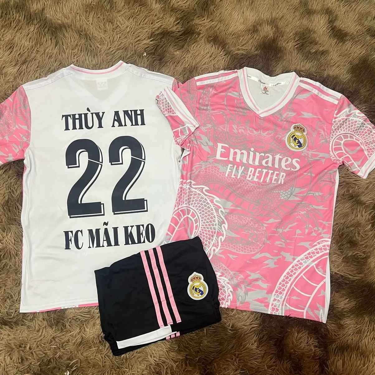 BST BỘ ĐỒ QUẦN ÁO BÓNG ĐÁ REAL 2024 thun lạnh cao cấp Logo thêu Loc sport top trang phục Nam Nữ