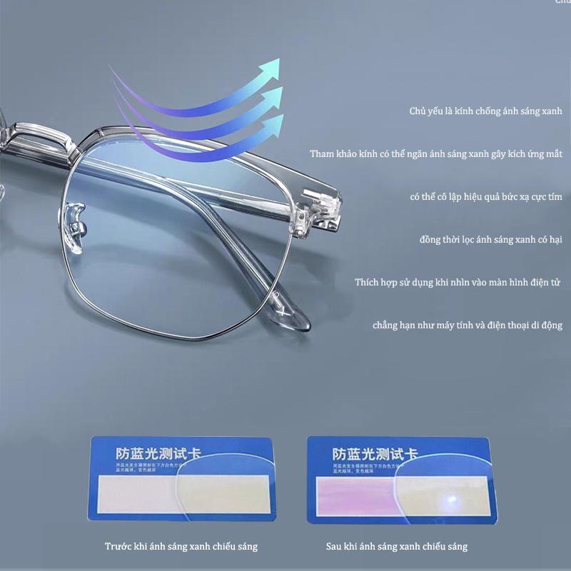 Mắt kính cận thị kính cận có độ sẵn 0.5 - 6.0 độ kính cận nam nữ Thấu kính có thể cắt được Gọng kính phẳng chống ánh sáng xanh phong cách hàn quốc dành cho học sinh Kính chống bức xạ máy tính, chống ánh sáng xanh trên màn hình điện tử, unisex 9