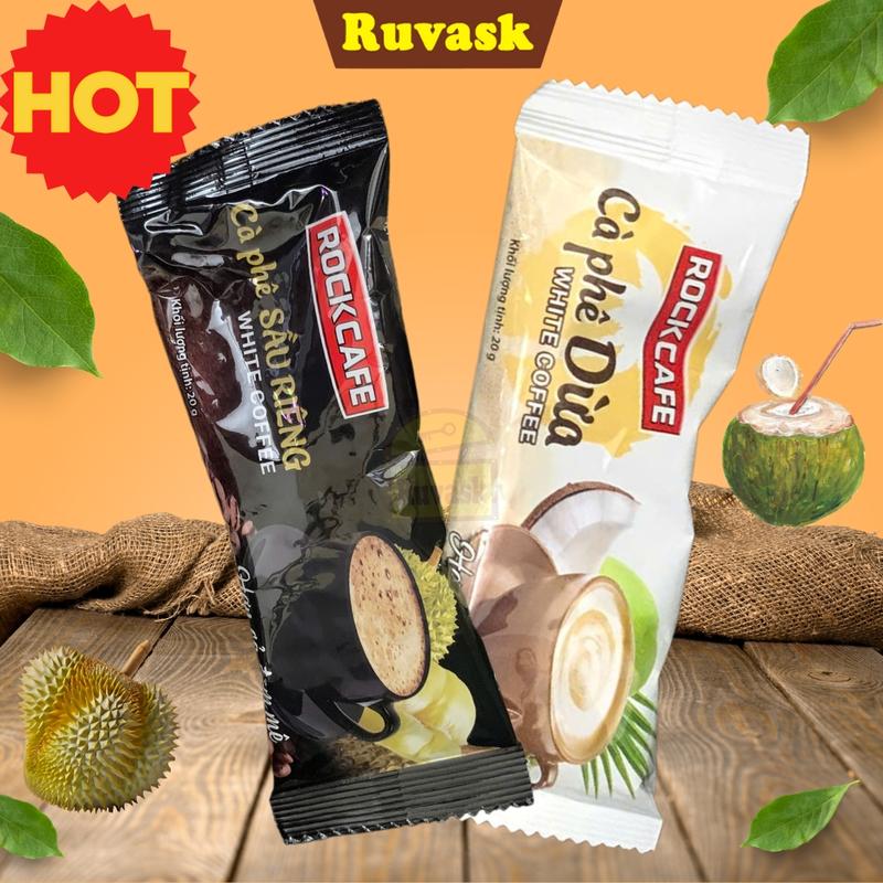 [1 GÓI DÙNG THỬ] Cà Phê Sầu Riêng Cà Phê Dừa Rockcafe 20g Thơm Ngon  - Cafe Sầu Riêng, Cafe Dừa Rock - Cà Phê Ruvask