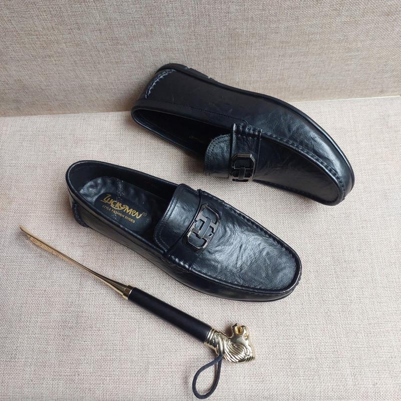 Giày Lười Da Bò Nam-Giày Mọi Nam Mũi tròn đế cao su đúc Shoes Đế Bằng giay dabo 4