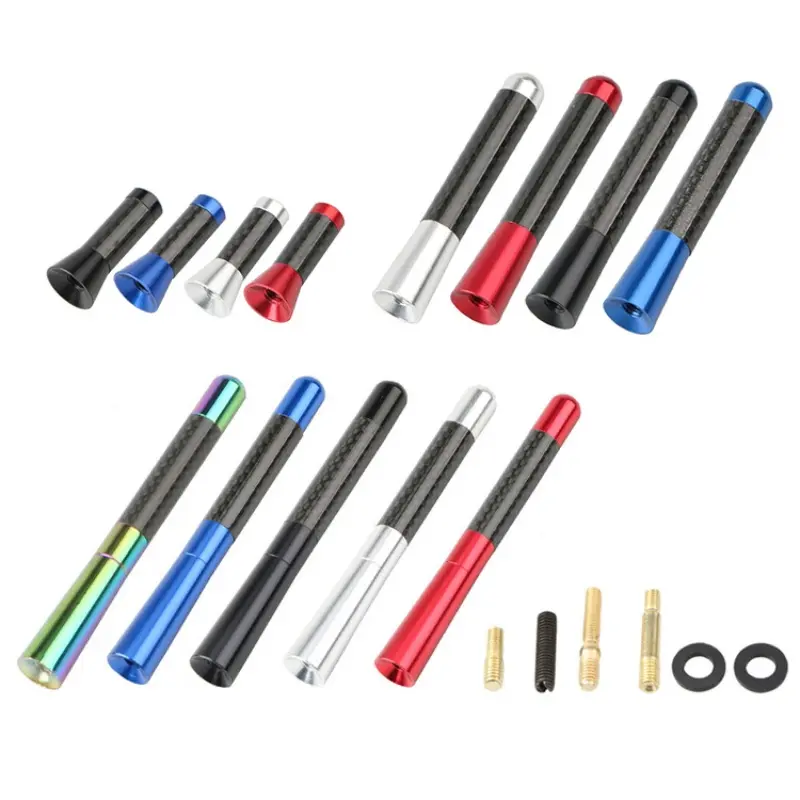 Car Roof Antenna Carbon Fiber 3.5/8/12cm Radio Aerial Antenna Radio FM/AM Metal Receiving Antennas Short Stubby Mast Antenna