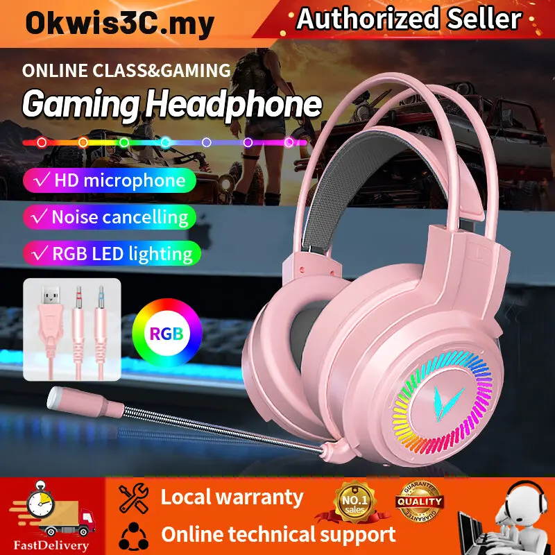 Fon Kepala Permainan, G58, Alat Dengar Berwayar 3.5mm, Fon Telinga Muzik, Stereo Atas Telinga, Boleh Dilipat, Berwarna-warni, Set Kepala Profesional, dengan Mikrofon, Penghantaran 24j