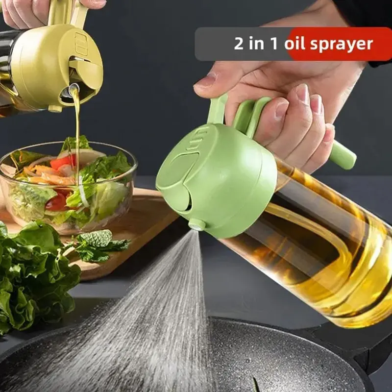 Bình Đựng Dầu Ăn Nấu Ăn Nhà Bếp, Dung Tích 500mL, Dùng Trong Gia Đình, Thích Hợp Cho Gia Vị BBQ Và Nước Sốt, Bình Xịt Dầu, Làm Bằng Chai Thủy Tinh 0