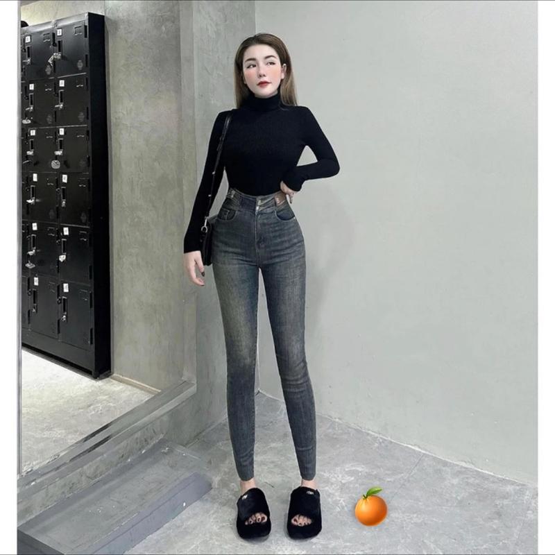 Quần jean nữ lưng cao hack dáng chất cotton co giãn mềm mịn MS612 1