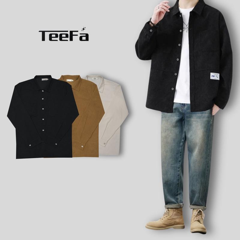 Áo Sơ Mi Thun Tăm dài tay Unisex, Áo dáng rộng phong cách trẻ trung Nam Menswear