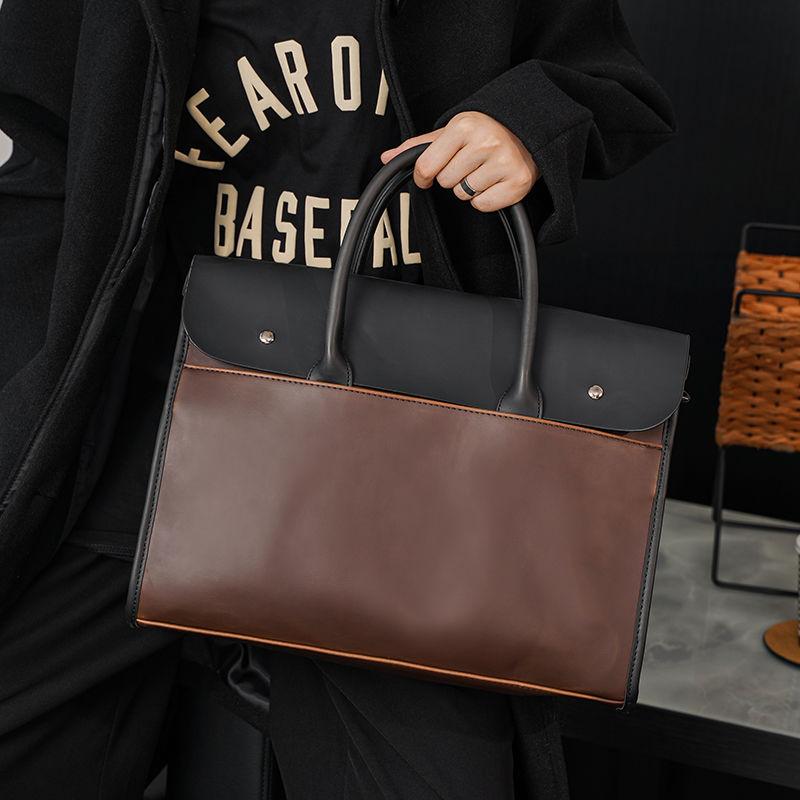 Product Introduction of Fashion Brand Retro Men'S Handbag Korean Style Crazy Horse Street Men'S Bag Backpack Crossbody Bag Casual Briefcase Computer Bag 0