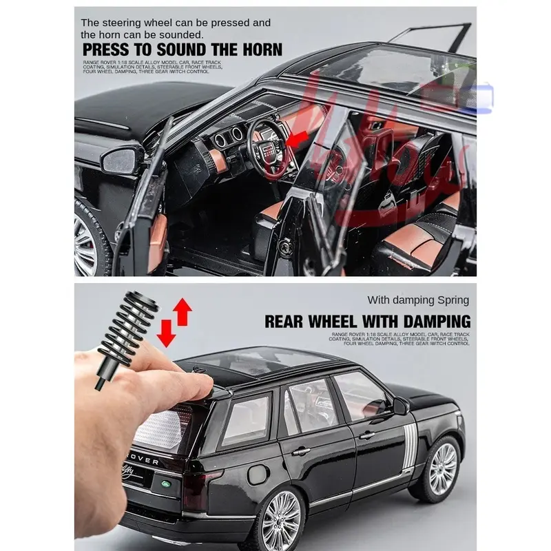 1:18 Large Range Rover 50th Anniversary Suv Offroad Alloy Model Diecast koleksi Hobi pajangan hadiah Ban Setir Toy 6