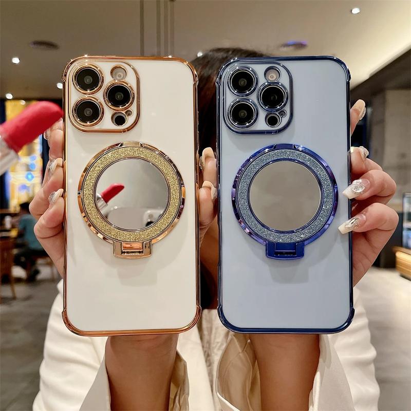 Product Introduction of Luxury Plating Cute Flowers Phone Case For iPhone 11 12 13 14 15 16 Pro Max Glitter Stand Soft Bumper Protector On 14 Pro Cover Protection Protective Casing Shockproof 1