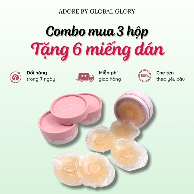 Adore Combo mua 3 hộp tặng 6 Miếng dán ngực silicone siêu dính chống nước dùng nhiều lần miếng dán hình hoa hình tròn áo ngực dính Nữ Women Voi