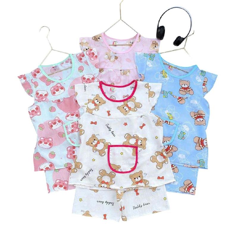 combo 4 Bộ ( Bộ mặc nhà tay cánh tiên Quần đùi nhiều mẫu cho bé gái từ 25kg _35kg 4