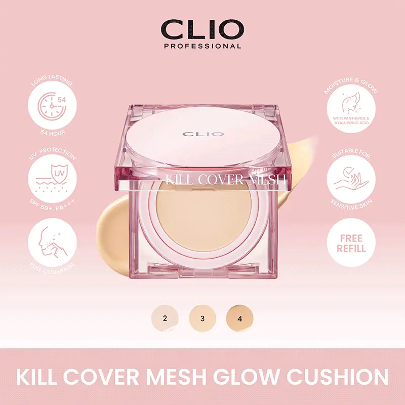 CLIO Kill Cover Mesh Glow Cushion SPF 50+, PA++++ (FREE REFILL)