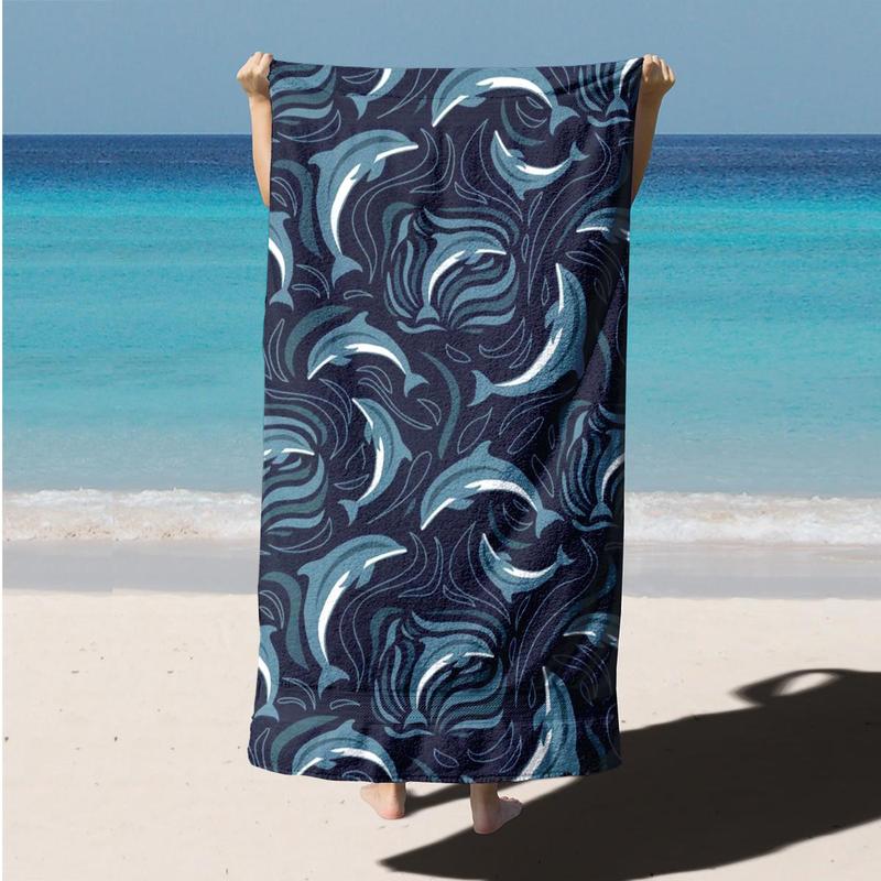 Abstract Wave Pattern Beach Towel, Portable Foldable Large Bath Towel, Multifunctional Towel for Beach Vacation Outdoor Picnic 4