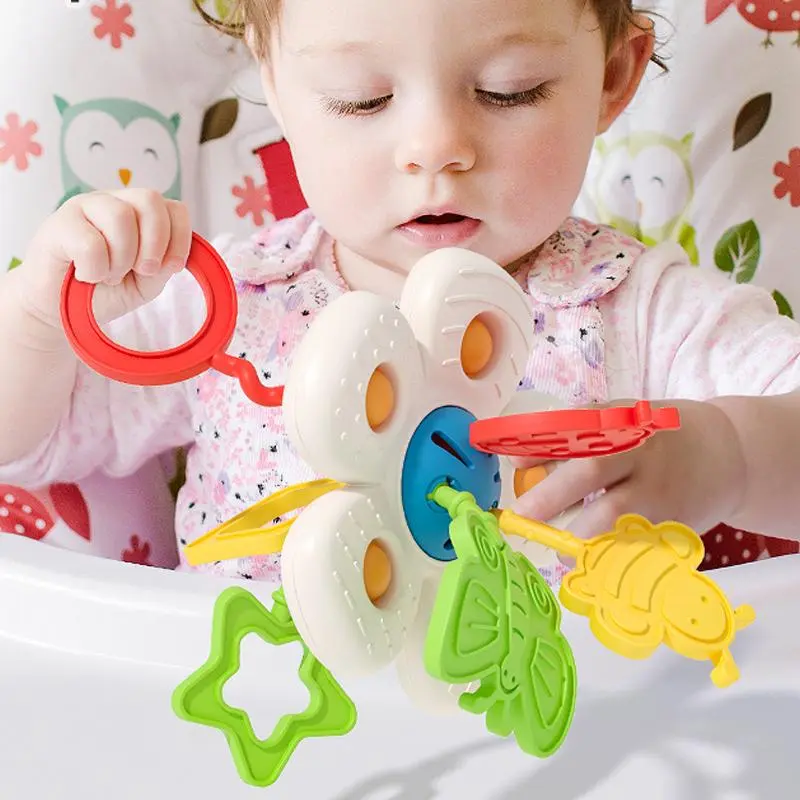 Baby Flower Design Pull-along Toy, Early Education & Smart Toy, Educational Finger Exercise Toy, Hand Fine Movement Training Toy