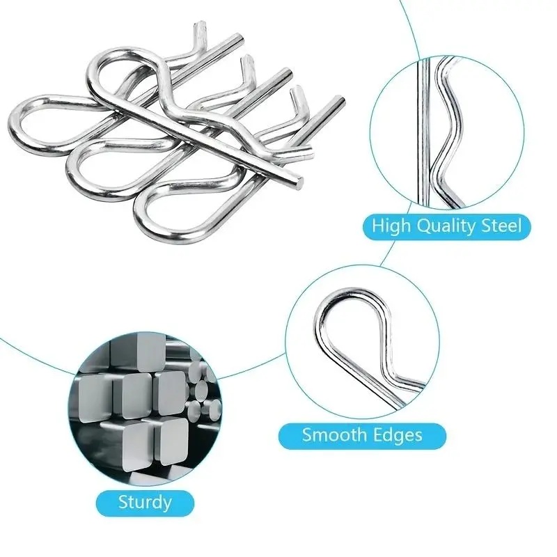 Cotter Pins Spring Connectors, 2mm Galvanized R Type Split Pin Hairpin Spring Pin, Wave Fastener Accessory Suitable For Auto Car 3