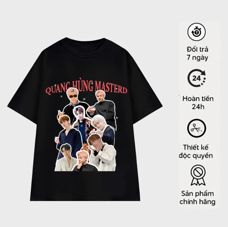 Áo Thun Nam Nữ Unisex IN HÌNH QUANG HÙNG MASTER D chất liệu COTTON Áo thun CHO FAN, Áo Phông anh trai say hi Nhung Voi Menswear Cổ Tròn