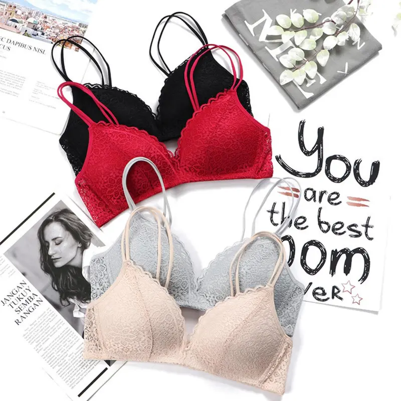 BH Bra push-up one-peice segitiga bra berongga keluar ringan Bra Tanpa Kawat Bahan Wanita 1