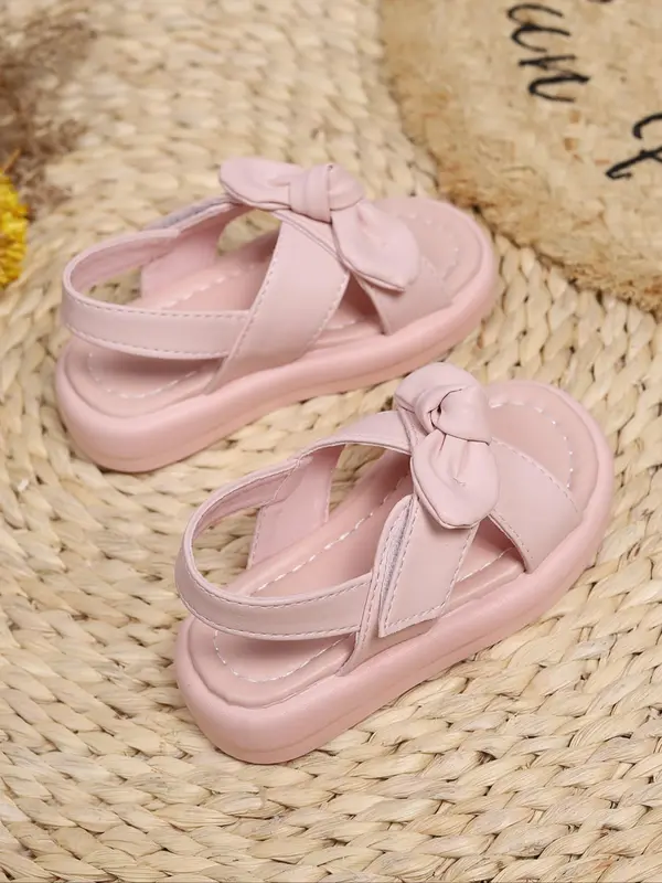 Girl's Cute Bowknot Design Slip on Sandals, Casual Comfortable Flat Sandals for Summer, Lightweight Breathable Shoes for Daily Wear 5