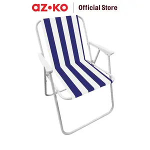 AZKO Soleil Spring Kursi Teras Stripe - Biru Balcony Chair Kursi Outdoor Serbaguna Furniture Rumah Tempat Duduk Kursi Halaman Balkon