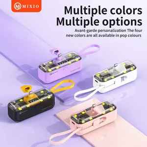 MIXIO MP-04 Powerbank 5000mAh Portable Mini Transparan Lightning For Ios and Type C PD Fast Charging With LED